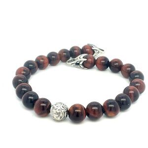 David Yurman Tiger Eye Carved Ball Bracelet 8" 8 mm Sterling Silver Estate DY566